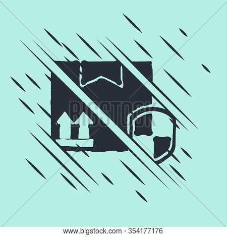 Black Delivery Pack Security With Shield Icon Isolated On Green Background. Delivery Insurance. Insu