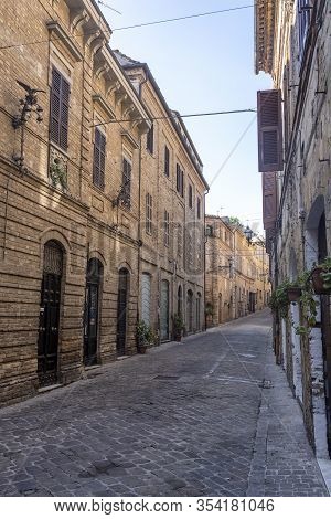 Ripatransone, Ascoli Piceno, Marches, Italy: Typical Street Of The Historic Town At Morning