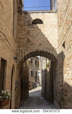 Ripatransone, Ascoli Piceno, Marches, Italy: Typical Street Of The Historic Town At Morning
