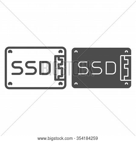 Solid State Drive Line And Solid Icon. Data Memory Storage, Hard Drive Symbol, Outline Style Pictogr