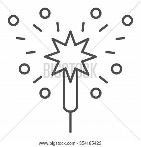 Bengal Fire Thin Line Icon. Party Celebration Light Sparkler Symbol, Outline Style Pictogram On Whit