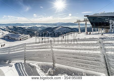 Jasna, Slovakia - December 2: Top Of The Hill Chopok And Resort Jasna In Low Tatras Mountains During