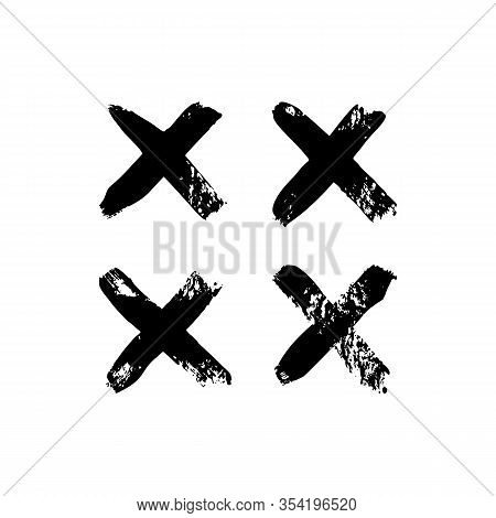Multiplication And Cross Sign Icon Of Ink Brushstrokes. X Vector Grunge Punctuation Mark At Symbol