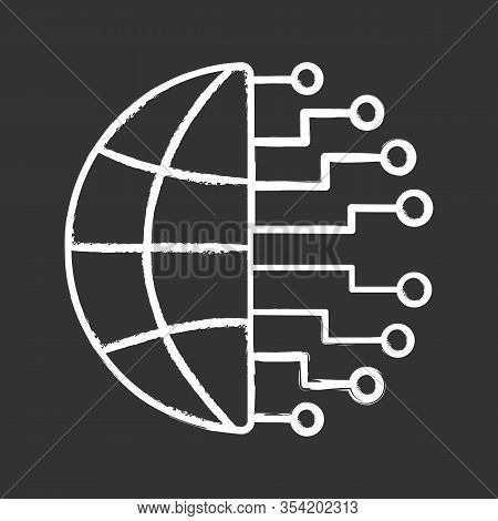 Big Data Chalk Icon. Cloud Computing. Neurotechnology Network. Artificial Intelligence. Isolated Vec