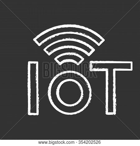 Internet Of Things Chalk Icon. Iot Signal. Artificial Intelligence. Isolated Vector Illustration