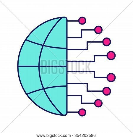 Big Data Color Icon. Cloud Computing. Neurotechnology Network. Artificial Intelligence. Isolated Vec