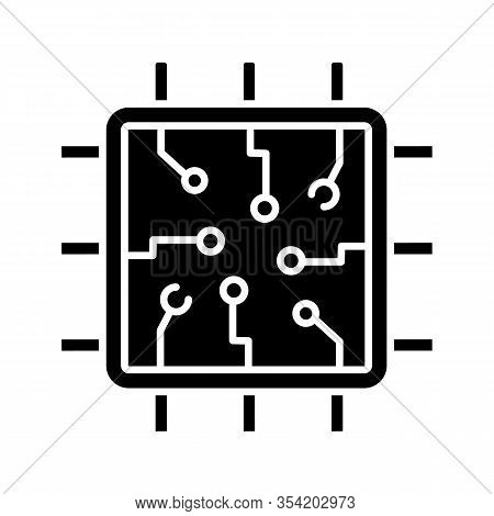 Chip Glyph Icon. Silhouette Symbol. Processor. Central Processing Unit. Artificial Intelligence. Neg