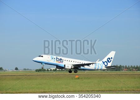 Amsterdam, The Netherlands - June 9th 2016:  G-fbje Flybe Embraer Erj-175std, Takeoff From Polderbaa