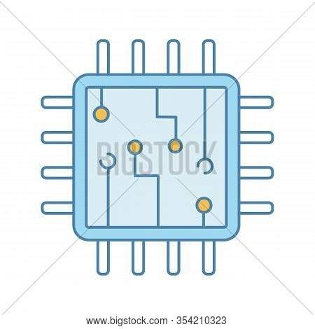 Computer Chip Color Icon. Processor. Memory Card. Central Processing Unit. Artificial Intelligence. 