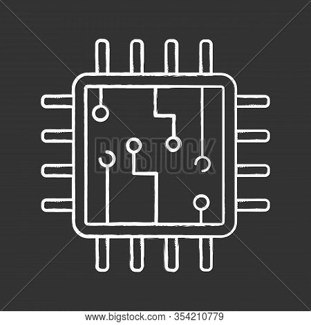 Computer Chip Chalk Icon. Processor. Memory Card. Central Processing Unit. Artificial Intelligence. 