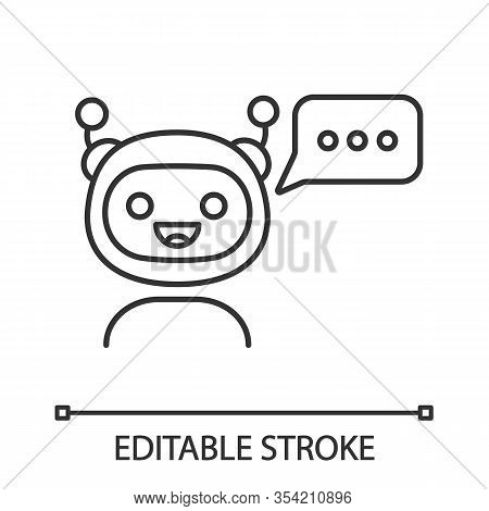 Chatbot With Three Dots In Speech Bubble Linear Icon. Thin Line Illustration. Modern Robot. Online V