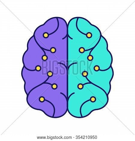 Ai Color Icon. Digital Brain. Artificial Intelligence. Neurotechnology. Neural Network. Machine Lear
