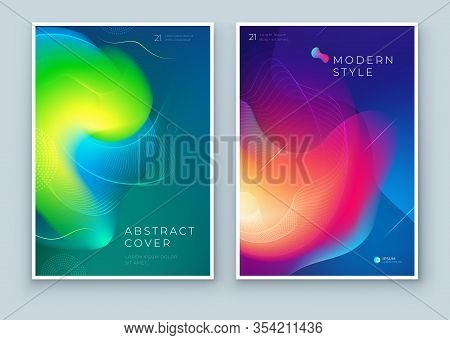 Liquid Abstract Cover Background Design. Fluid Dynamic Graphic Element For Modern Brochure, Banner, 