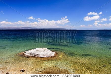 Small Volcano In Lake Yellowstone, Close To The Colorflu Shore, Yellowstone National Park, Wyoming