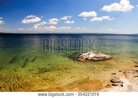 Small Volcano In Lake Yellowstone, Close To The Colorflu Shore, Yellowstone National Park