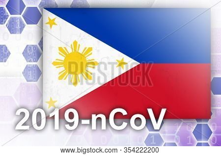 Philippines Flag And Futuristic Digital Abstract Composition With 2019-ncov Inscription. Covid-19 Ou