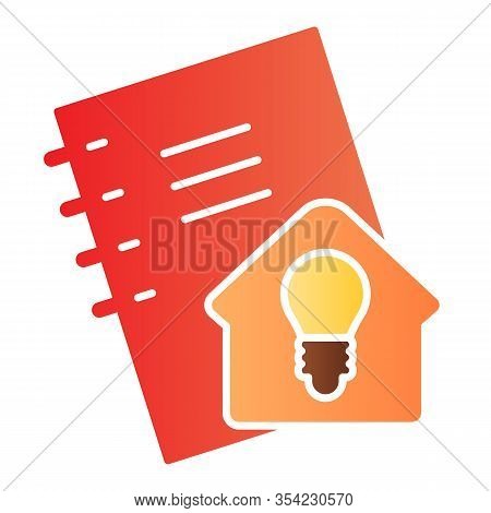 Homework Flat Icon. Notebook For Self Studying, Pocketbook With Home Idea Sign. Education Vector Des
