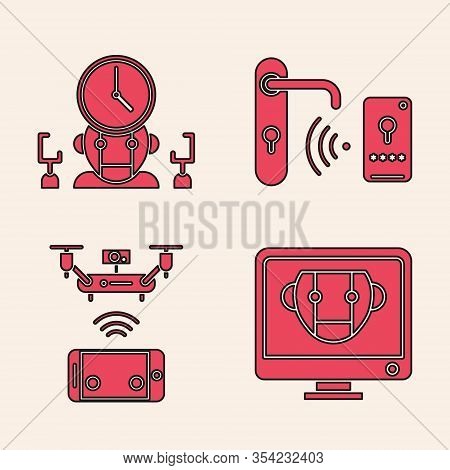 Set Bot, Robot And Digital Time Manager, Digital Door Lock With Wireless Technology For Unlock And R