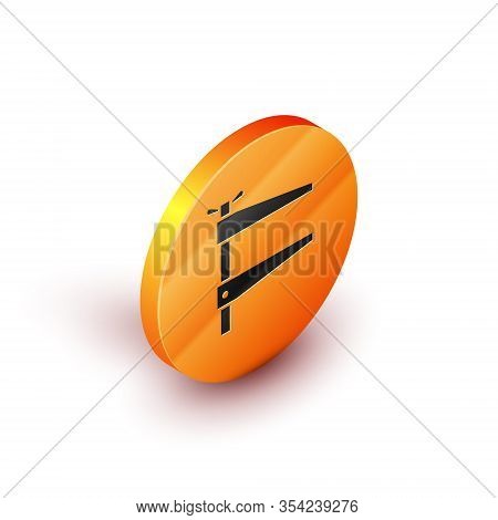 Isometric Clamp Tool Icon Isolated On White Background. Locksmith Tool. Orange Circle Button. Vector