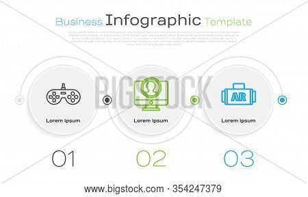 Set Line Gamepad, Create Account Screen And Ar, Augmented Reality. Business Infographic Template. Ve