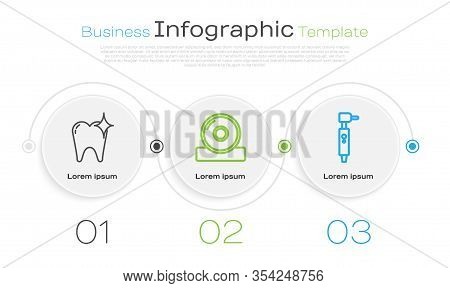 Set Line Tooth Whitening Concept, Otolaryngological Head Reflector And Tooth Drill. Business Infogra