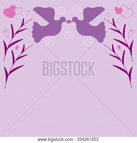 Celebration Decoration Design. Greeting Card. Wedding Invitation Card Template Set. Doodle Style. Lo