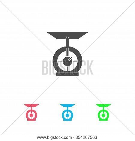 Kitchen Scales Icon Flat. Color Pictogram On White Background. Vector Illustration Symbol And Bonus 