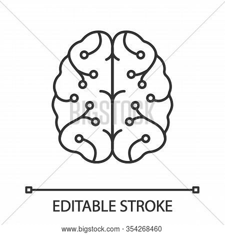 Ai Linear Icon. Thin Line Illustration. Digital Brain. Artificial Intelligence. Neurotechnology. Neu