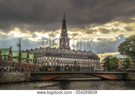 Copenhagen, Denmark - 24 Juli 2012: Christiansborg Where The Danish Government Works And Governs The