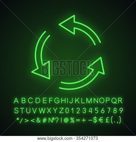 Air Conditioning Neon Light Icon. Circular Arrow. Air Circulation. Ventilation Sign. Rotation. Glowi