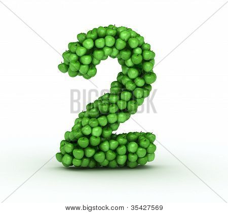 Number  2, from scattered green fresh apples