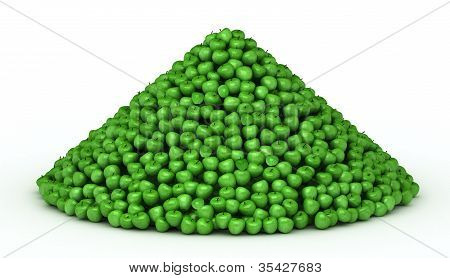 Pile , from scattered green fresh apples