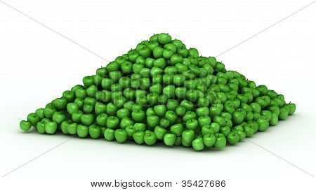 Pyramid , from scattered green fresh apples