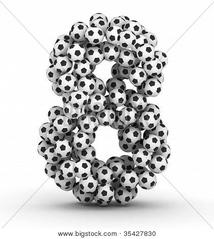 Number 8 from soccer football balls