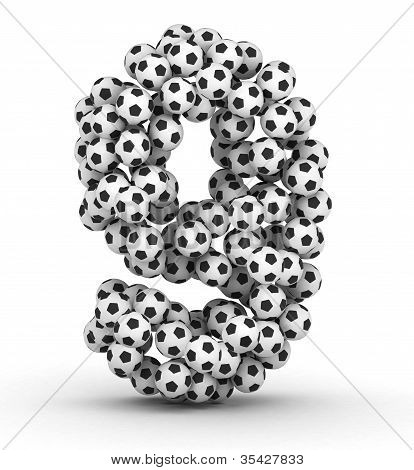 Number 9 from soccer football balls