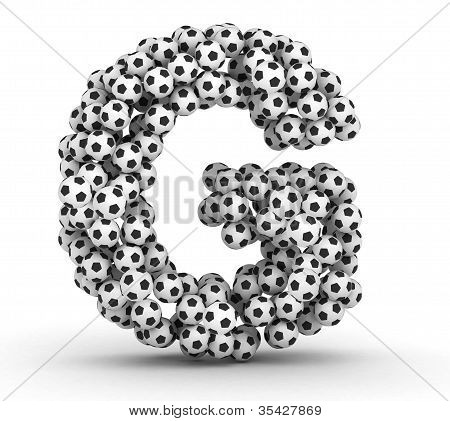 Letter G from soccer football balls
