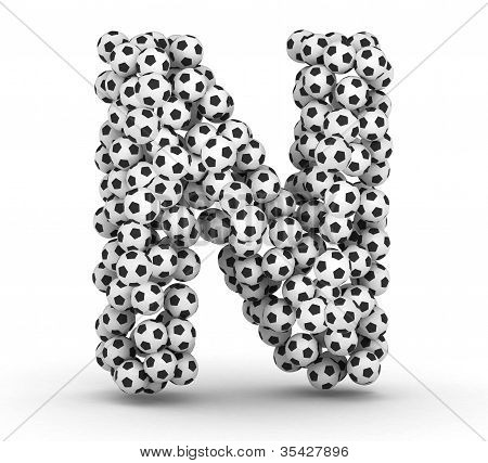 Letter N from soccer football balls