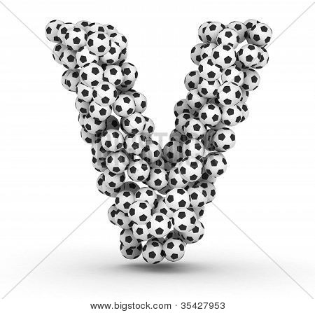 Letter V from soccer football balls