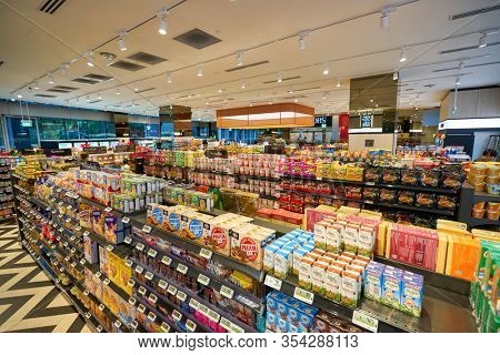 SINGAPORE - JANUARY 20, 2020: interior shot of Jasons Deli at the Shoppes at Marina Bay Sands. Jasons Deli is a supermarket and delicatessen.