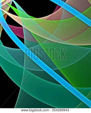 Abstract, Fractal, Computer-generated Image Of Multi-colored Geometric Shapes, Curves And Lines Rese