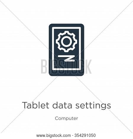 Tablet Data Settings Icon Vector. Trendy Flat Tablet Data Settings Icon From Computer Collection Iso