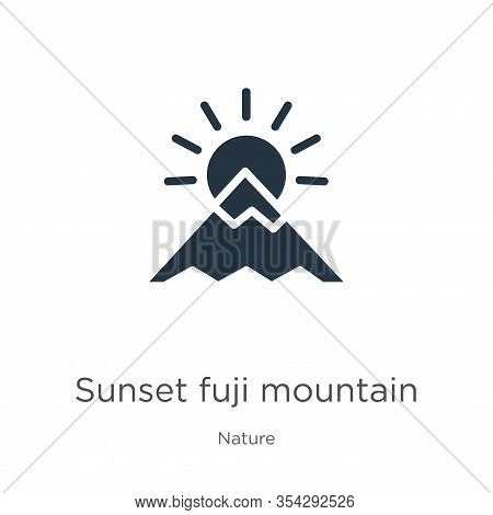 Sunset Fuji Mountain Icon Vector. Trendy Flat Sunset Fuji Mountain Icon From Nature Collection Isola