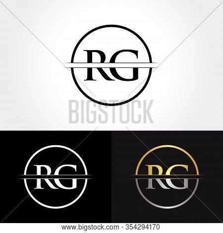 Abstract Letter Rg Logo Design Vector Template. Creative Gold And Silver Colors Rg Letter Logo Desig