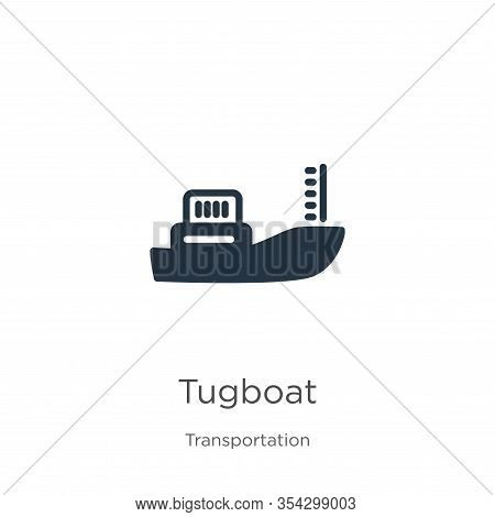 Tugboat Icon Vector. Trendy Flat Tugboat Icon From Transportation Collection Isolated On White Backg