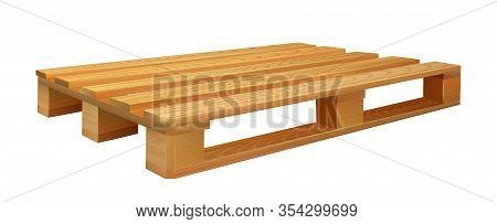 Wooden Pallet For Transportation Boxes Vector. Pallet Skid Flat Transport Structure For Transportati
