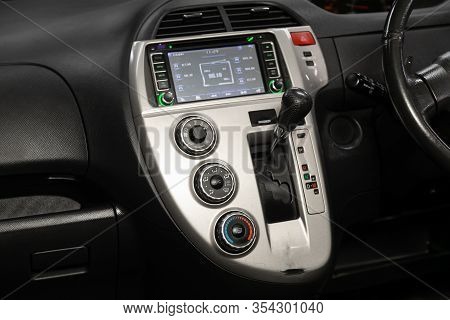 Novosibirsk, Russia -  January 24, 2020: Toyota Ractis, Close-up Of The Central Control Panel, Monit