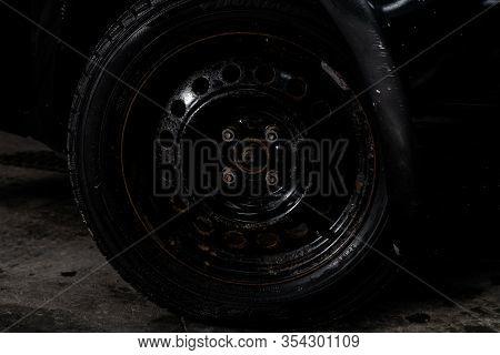 Novosibirsk, Russia -  January 24, 2020: Toyota Ractis, Car Wheel With Alloy Wheel And New Rubber On