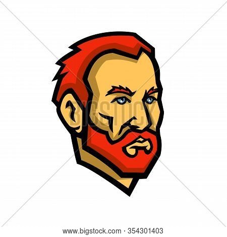 Mascot Icon Illustration Of Head Of Vincent Willem Van Gogh, A Dutch Post-impressionist Painter View