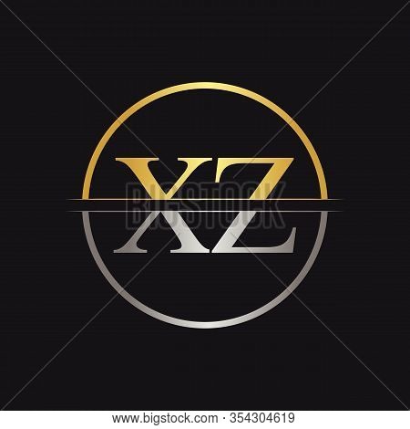 Creative Letter Xz Logo Vector With Gold And Silver Colors. Abstract Linked Letter Xz Logo Design