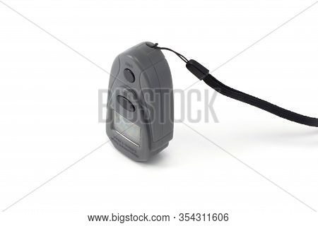 Measuring The Thickness Gauge Of The Paint Coating Isolated Gray On White Background